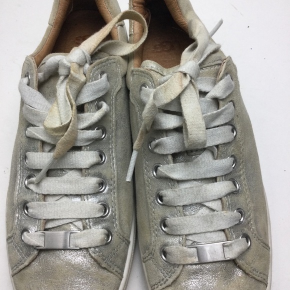 Ugg Milo Stardust Silver Metallic Suede Lace-Up Trainer Sneakers Size 9 - Picture 9 of 11